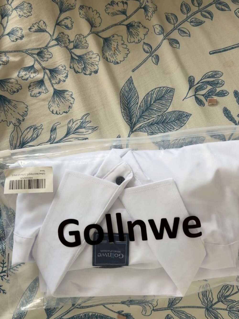 Gollnwe White French Cuff Dress Shirt XL Black Button Formal Business Shirt - Picture 3 of 3